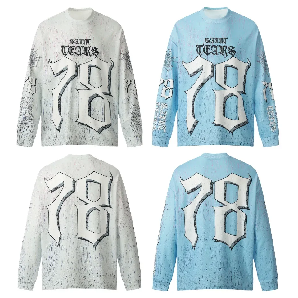 Saint michael tears all-over printed long-sleeved vintage autumn and winter T-shirt Style number: 105 Size: M L XL Wholesale price: 136 Color: Picture color